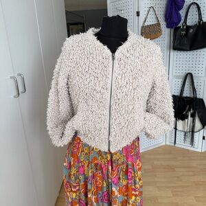 Abercrombie & Fitch Beige Textured Knit zipper front